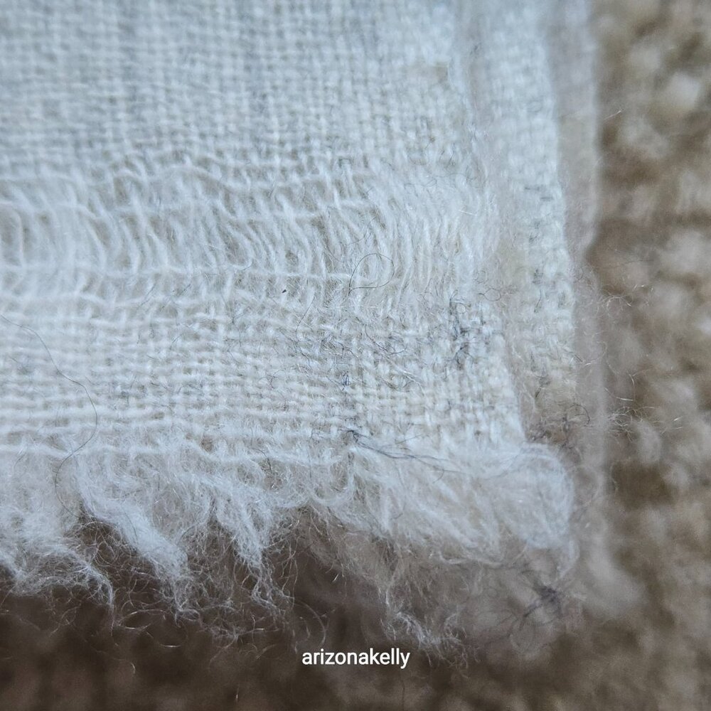 Lightweight Cashmere Woven Scarf with Open Weave Detail at Ends Oatmeal Cream - Picture 10 of 11